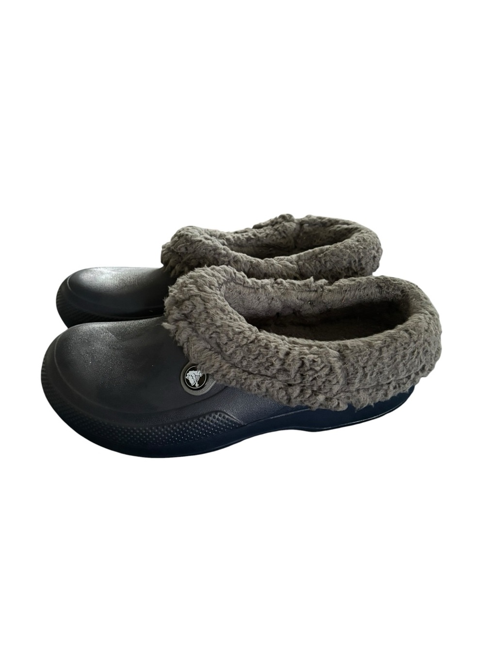 Crocs Classic Blitzen III Sherpa Fleece Lined Clogs Sz W/9 M/7 Navy Gray Unisex